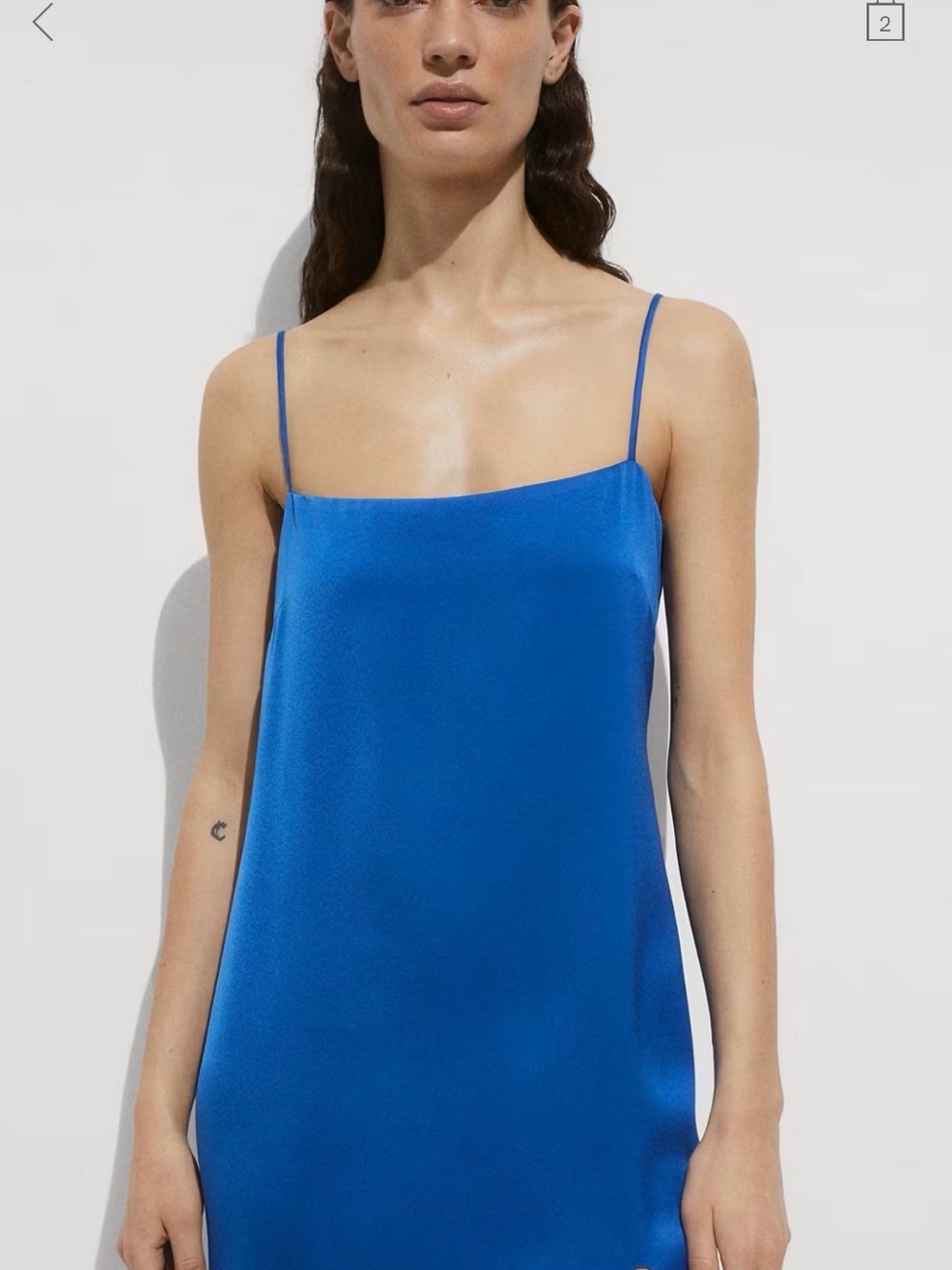 Mango Satin Spaghetti-Strap Cami in Bright Blue
